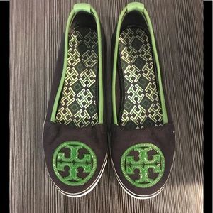 Tory Burch Navy Canvas Slip On - Size 7